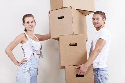 Packed boxes and labelled items ready for a local business relocation