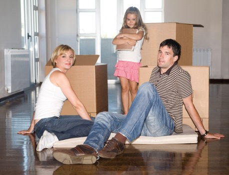 Packed household items ready for a move in Stepney